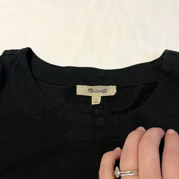 Madewell‎ Women's Sz M Puff Sleeve Black Tee Romantic Cottage Core Top - Picture 2 of 10